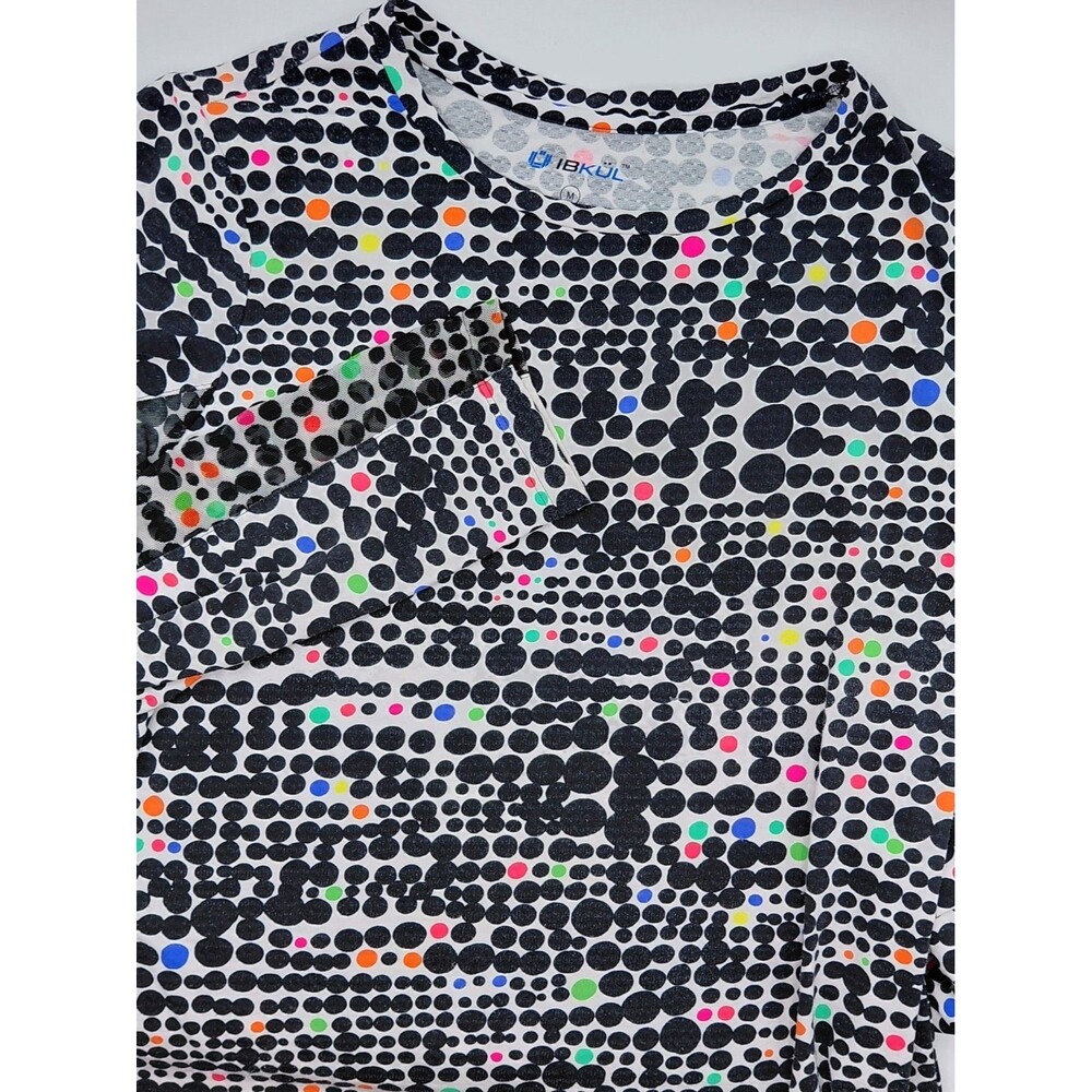 IBKUL Polka Dot Pullover Mesh Long Sleeves Women's Medium Golf Pickleball Sports
